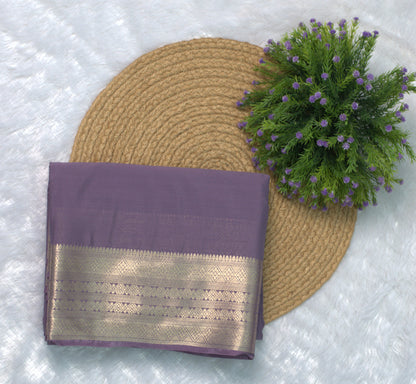 Elegant Lavender Viscose Georgette Saree with Golden Zari Border & Blouse Piece