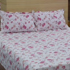 Floral Bliss Cotton Bedsheet Set – Pink Blossom Print - King  Bedsheet with 2 Pillow Covers