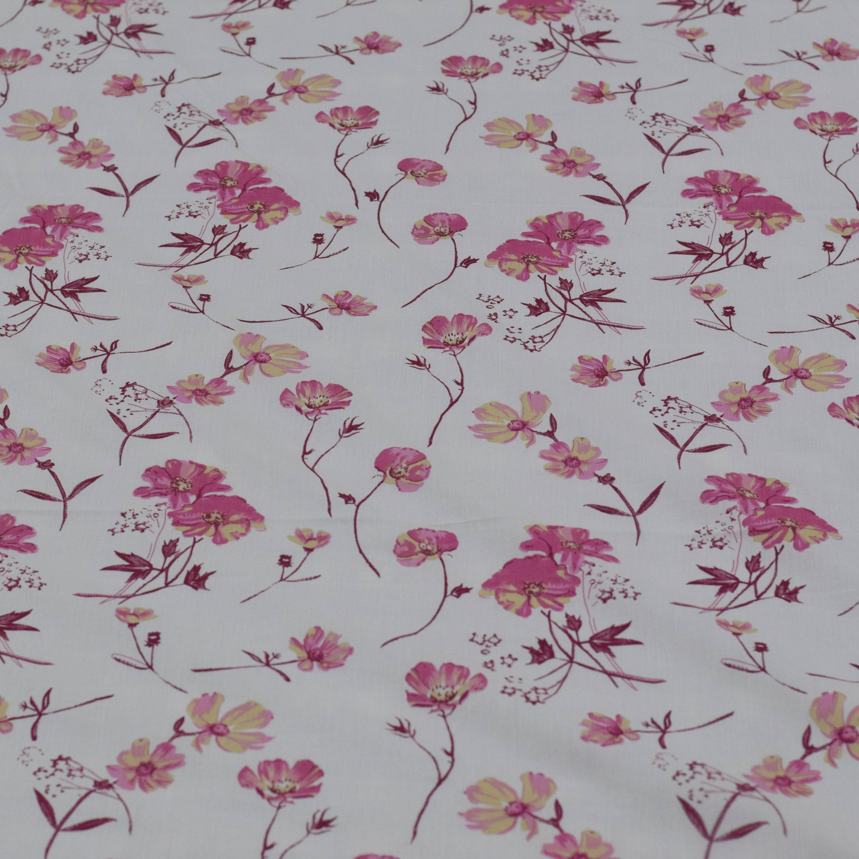 Floral Bliss Cotton Bedsheet Set – Pink Blossom Print - King  Bedsheet with 2 Pillow Covers