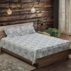 Royal Beige Mandala Print Cotton Bedsheet Set – Queen Size Bedsheet with 2 Pillow Covers