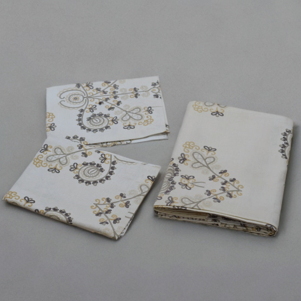Royal Beige Mandala Print Cotton Bedsheet Set – Queen Size Bedsheet with 2 Pillow Covers