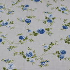 Blue Rose Bloom Cotton Bedsheet Set – Queen Size Bedsheet with 2 Pillow Covers