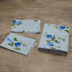 Blue Rose Bloom Cotton Bedsheet Set – Queen Size Bedsheet with 2 Pillow Covers