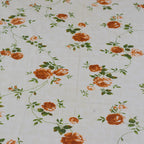 Elegant Orange &Green Floral Print Queen Size Bedsheet with 2 Pillow Covers