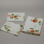 Elegant Orange &Green Floral Print Queen Size Bedsheet with 2 Pillow Covers