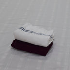 Elegant Microfiber Hand Towel Set - White &Maroon with Striped Detail - Set of 2