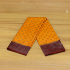 Mustard Yellow Banarassi  Silk  Saree with Meroon Border & Traditional Motifs