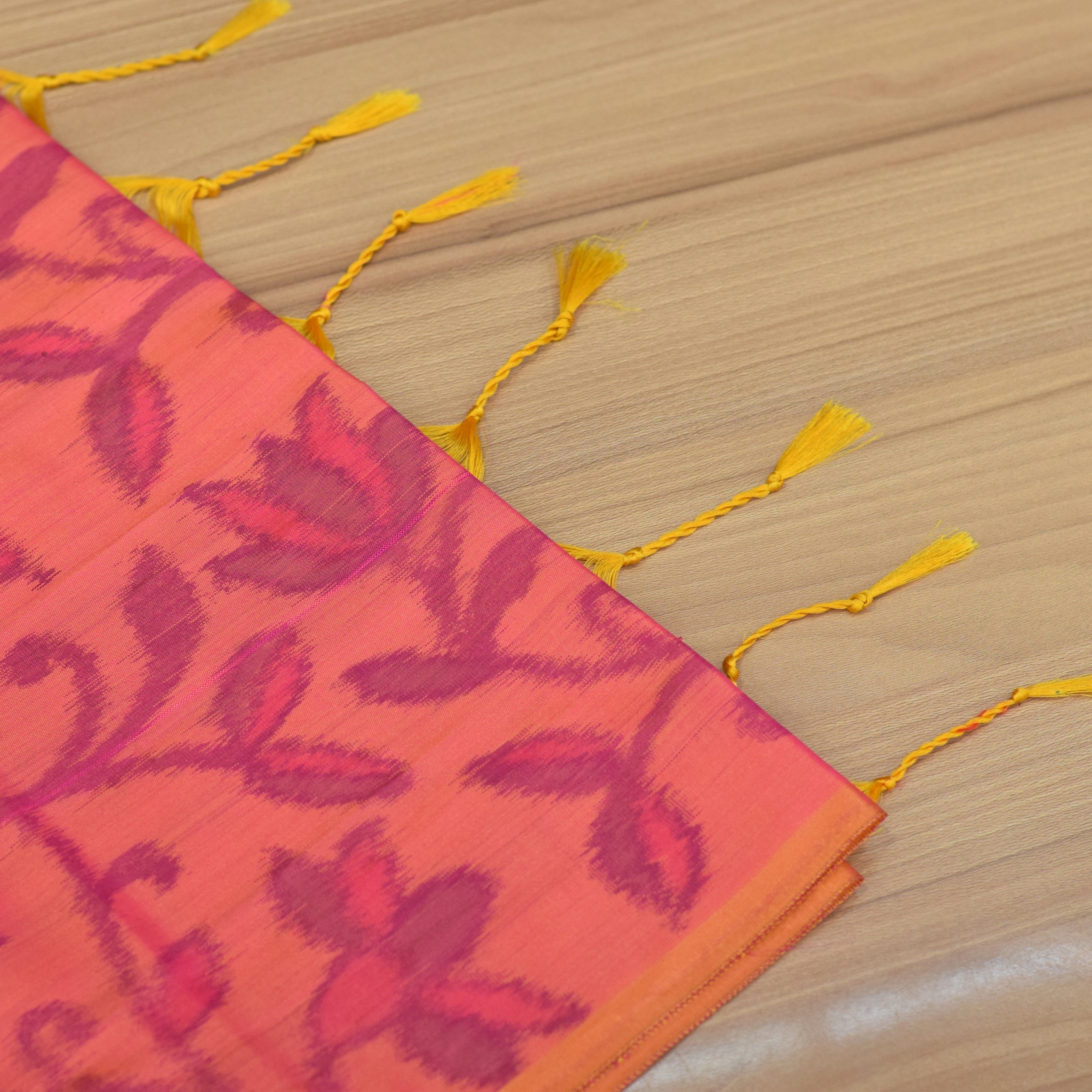 Elegant Semi-Silk Saree with Floral Design – Peach Pink