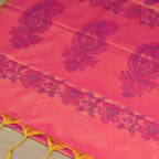 Elegant Semi-Silk Saree with Floral Design – Peach Pink