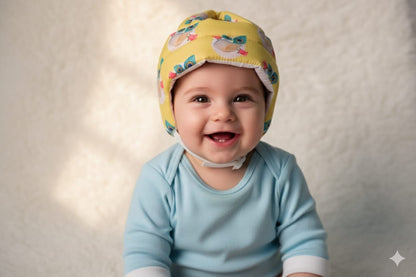 Soft Cotton Baby Safety Helmet – Adjustable Head Protector (4–30 Months)