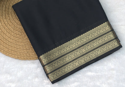 Elegant Black Viscose Georgette Saree with Gold Woven Border & Blouse Piece