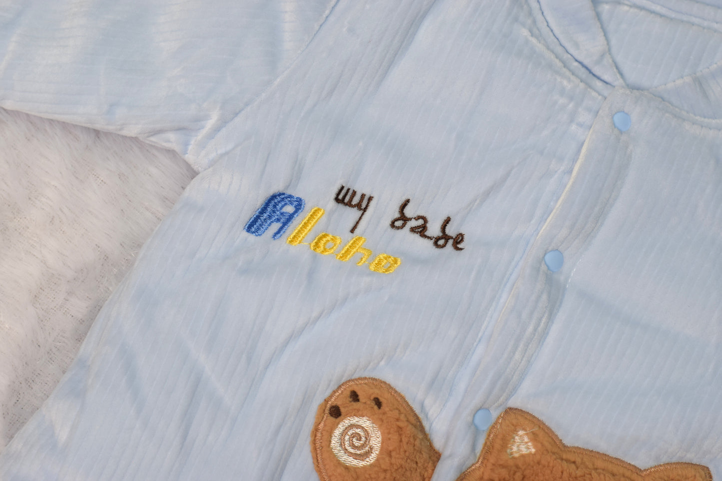 Warm Infant Winter Playsuit with Cute Animal Applique | Snap-Front Baby Sweater Romper