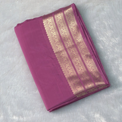 Magenta Viscose Georgette Saree with Elegant Gold Woven Border & Attached Blouse Piece