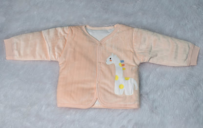 Adorable Peach Ribbed Warm Baby Cardigan and Pants Outfit