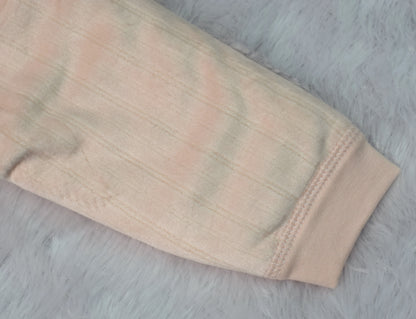 Adorable Peach Ribbed Warm Baby Cardigan and Pants Outfit