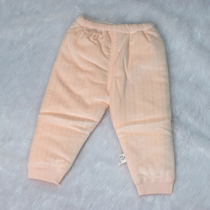 Adorable Peach Ribbed Warm Baby Cardigan and Pants Outfit