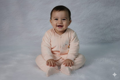 Adorable Peach Ribbed Warm Baby Cardigan and Pants Outfit