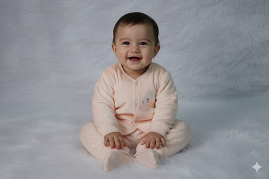 Adorable Peach Ribbed Warm Baby Cardigan and Pants Outfit