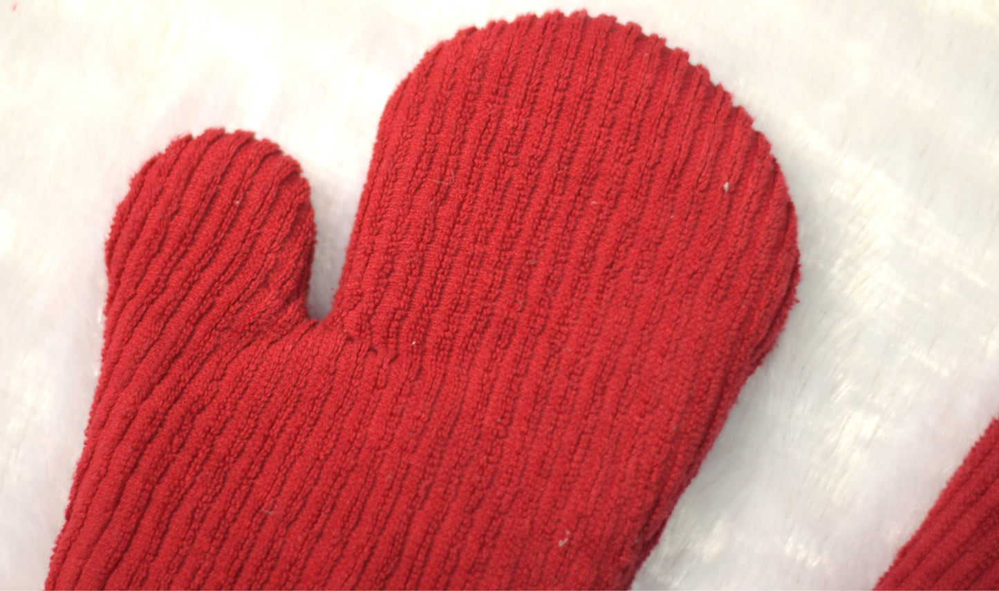 Classic Red Cotton Oven Gloves – Heat Resistant Kitchen Mitts (Set of 2)