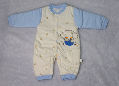 Newborn/Infant Warm Snap-Up Sleepsuit - Long Sleeve Quilted Romper