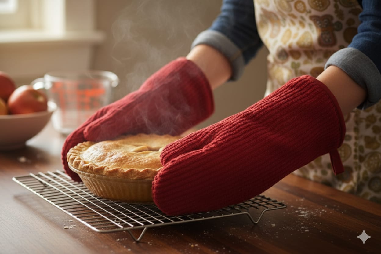 Classic Red Cotton Oven Gloves – Heat Resistant Kitchen Mitts (Set of 2)