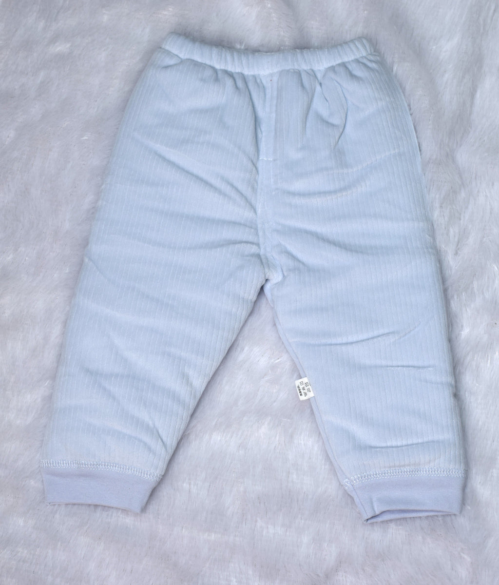 Cozy Light Blue Corduroy Baby Sweater Set | Embroidered 'Lucky' Top & Pants