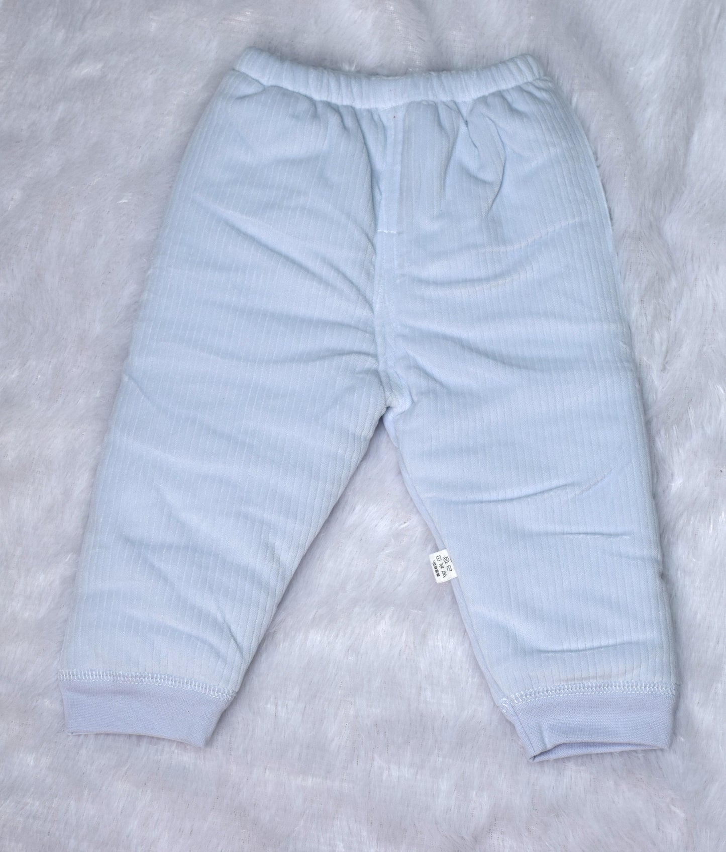 Cozy Light Blue Corduroy Baby Sweater Set | Embroidered 'Lucky' Top & Pants