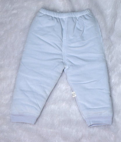 Cozy Light Blue Corduroy Baby Sweater Set | Embroidered 'Lucky' Top & Pants
