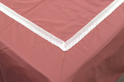 King Size Rose Patchwork Cotton Bedspread with Lace Border (2 Pillow Covers Included)