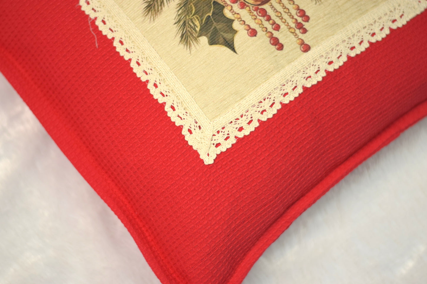 Festive Honeycomb Red Christmas Cushion Cover