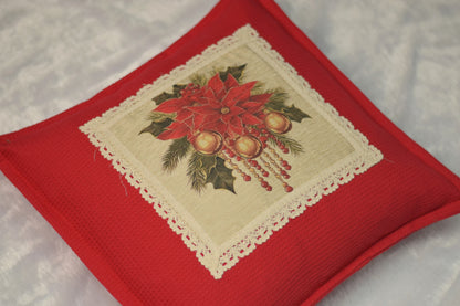 Festive Honeycomb Red Christmas Cushion Cover
