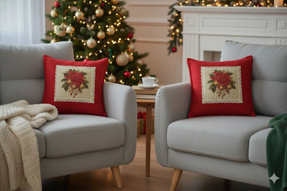 Festive Honeycomb Red Christmas Cushion Cover