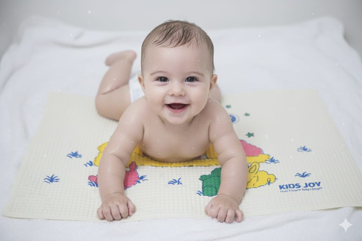 Kids Joy Printed Air-Filled Rubber Cot Sheet for Bathing – Soft, Waterproof & Baby-Safe