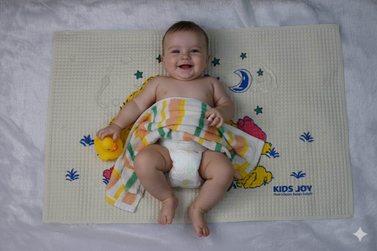 Kids Joy Printed Air-Filled Rubber Cot Sheet for Bathing – Soft, Waterproof & Baby-Safe