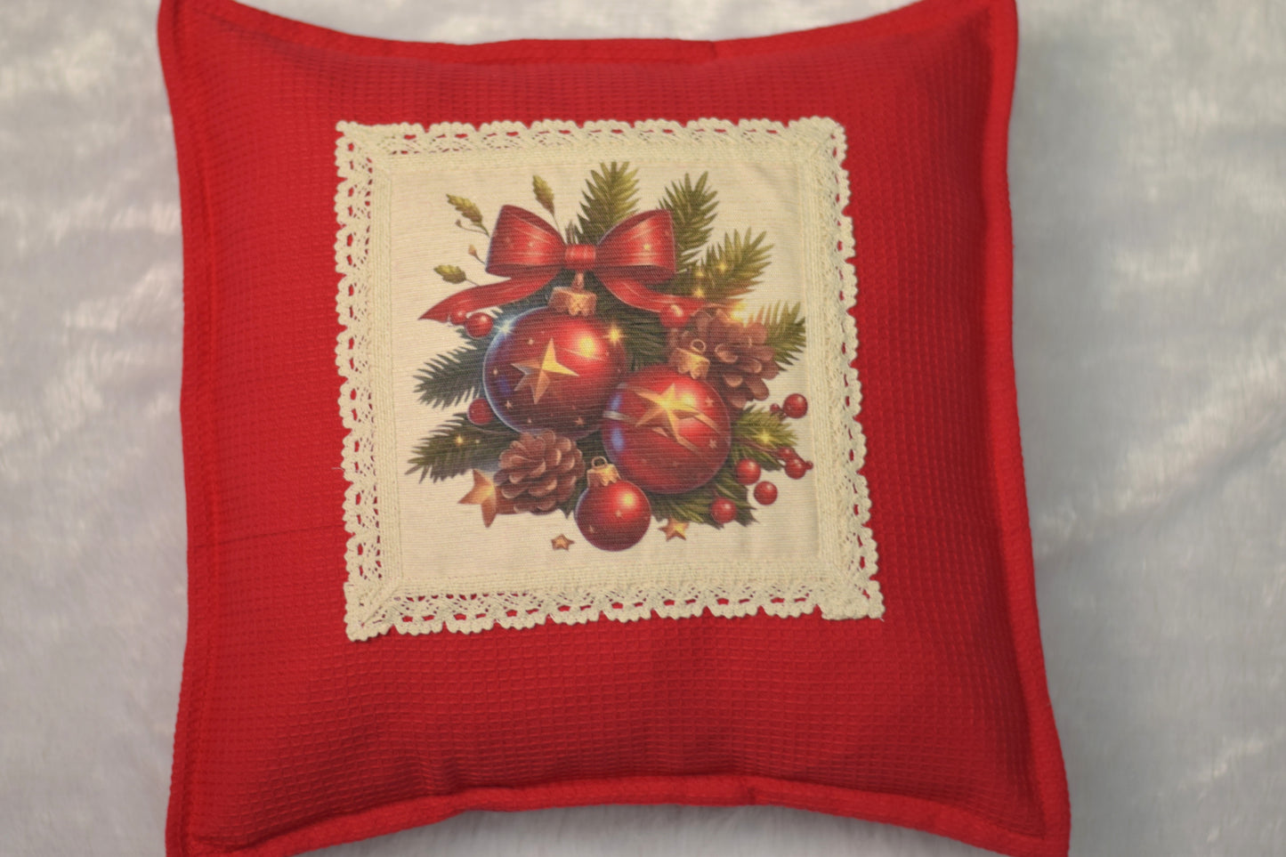 Festive Christmas Honeycomb Cushion Cover - 16x16 Holiday Decor Pillow Case
