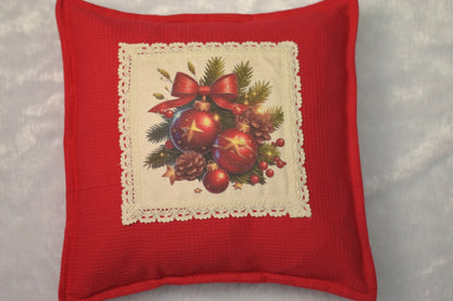 Festive Christmas Honeycomb Cushion Cover - 16x16 Holiday Decor Pillow Case