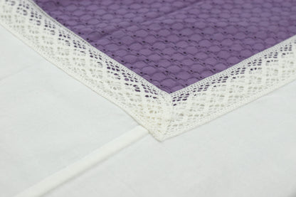 Elegant White &Lavender King Size Bedspread Set with Lace Border