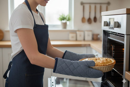 Premium Quilted Heat-Resistant Oven Gloves – Blue (Set of 2)