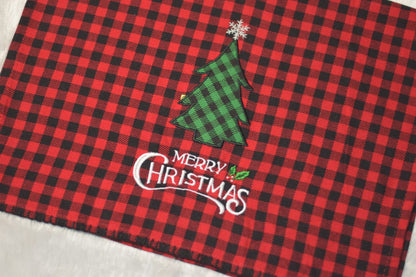 Merry Christmas Checkered Kitchen Towel – Red &  Black Plaid Holiday Decor
