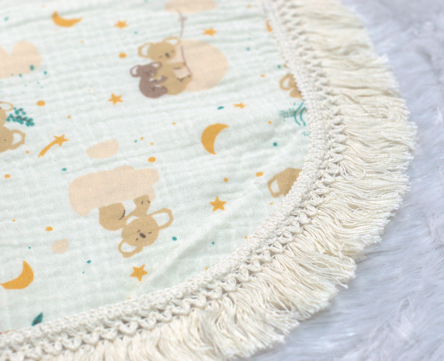 Soft Cotton Muslin Baby Swaddle Cloth with Teddy Print | 100 × 90 cm