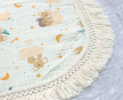 Soft Cotton Muslin Baby Swaddle Cloth with Teddy Print | 100 × 90 cm