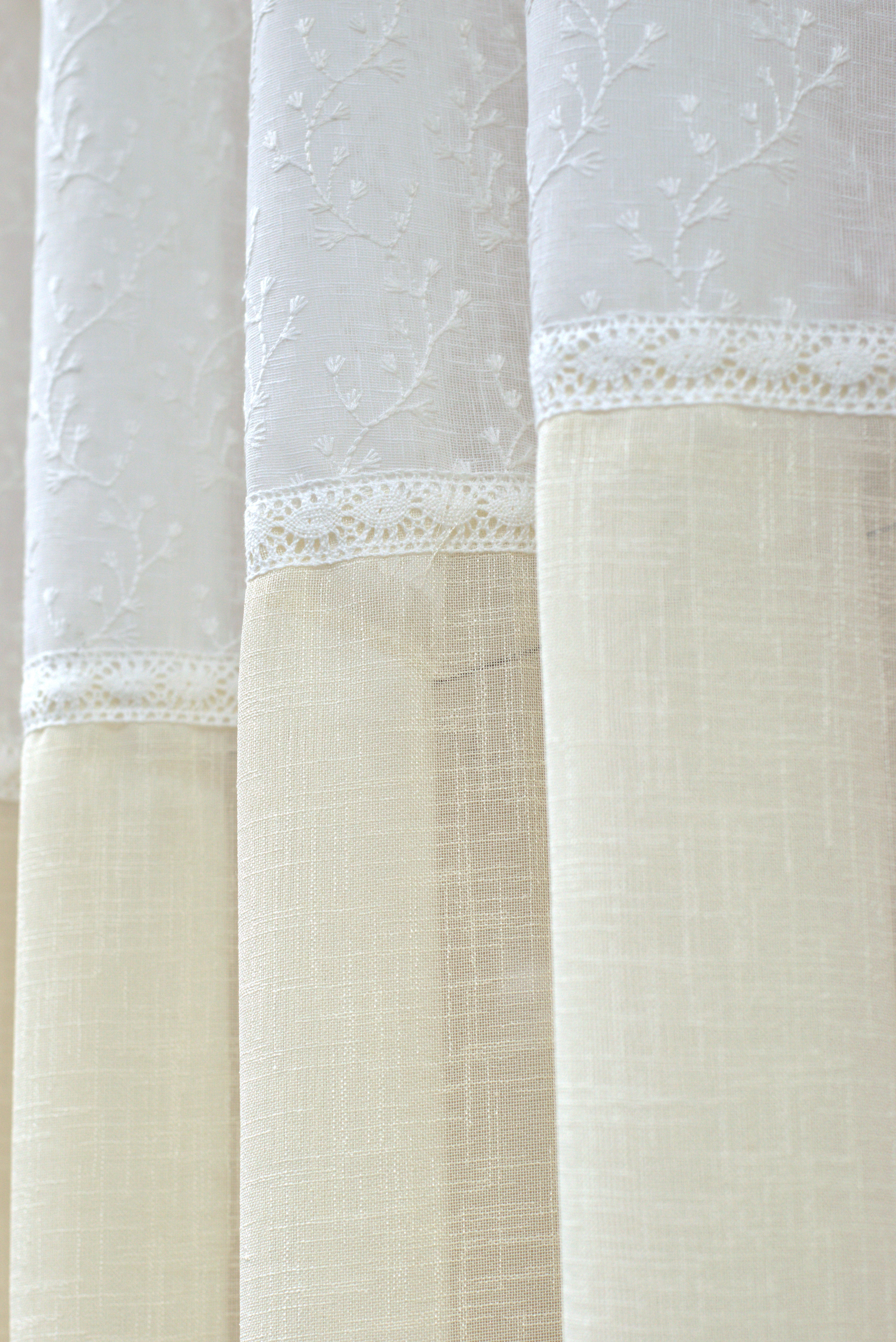 Elegant Off-White Semi Linen Door Curtain with Floral Embroidery | 4×7 Ft Eyelet Curtain