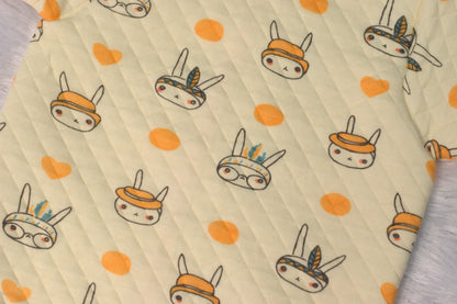 Soft Cotton Quilted Baby Jhabla (3–6 Months) – Cute Bunny Print, Front Open