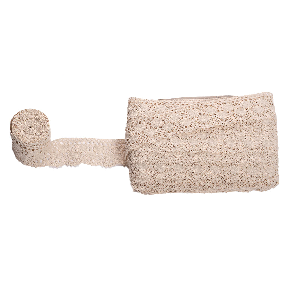 Beige Crochet Lace Roll – Vintage Craft & Decoration Trim