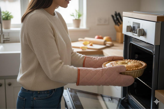 Premium Quilted Cotton Oven Gloves – Heat Resistant Kitchen Mitts (Set of 2