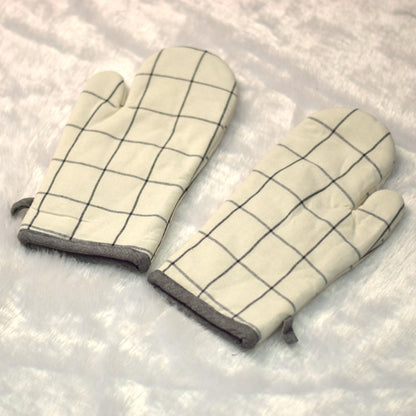 Classic Checkered Cotton Oven Gloves – Heat Resistant Kitchen Mitts (Set of 2)