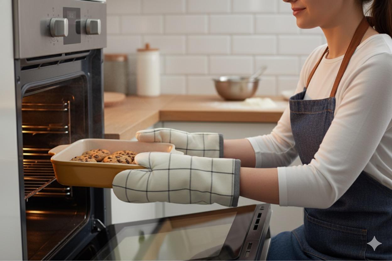 Classic Checkered Cotton Oven Gloves – Heat Resistant Kitchen Mitts (Set of 2)