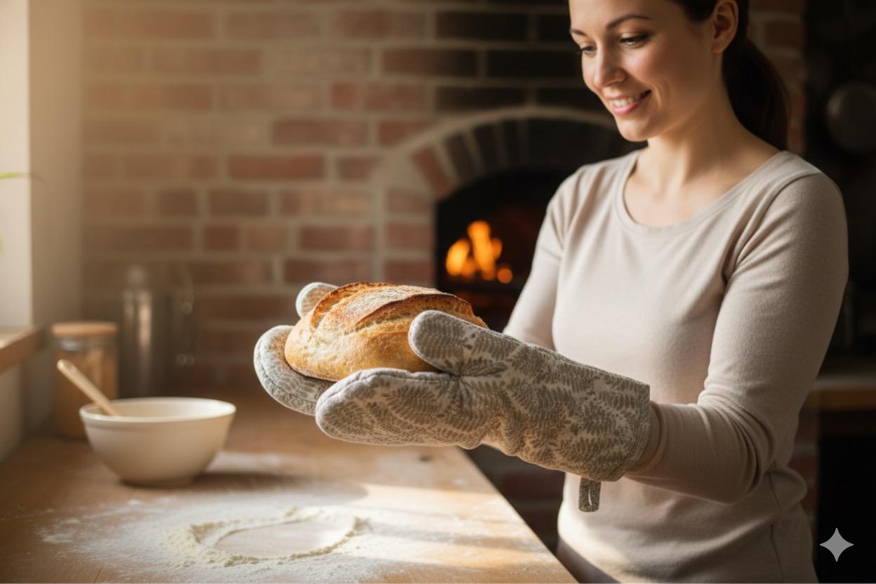 Leaf Pattern Cotton Oven Gloves – Set of 2