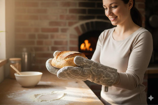 Leaf Pattern Cotton Oven Gloves – Set of 2