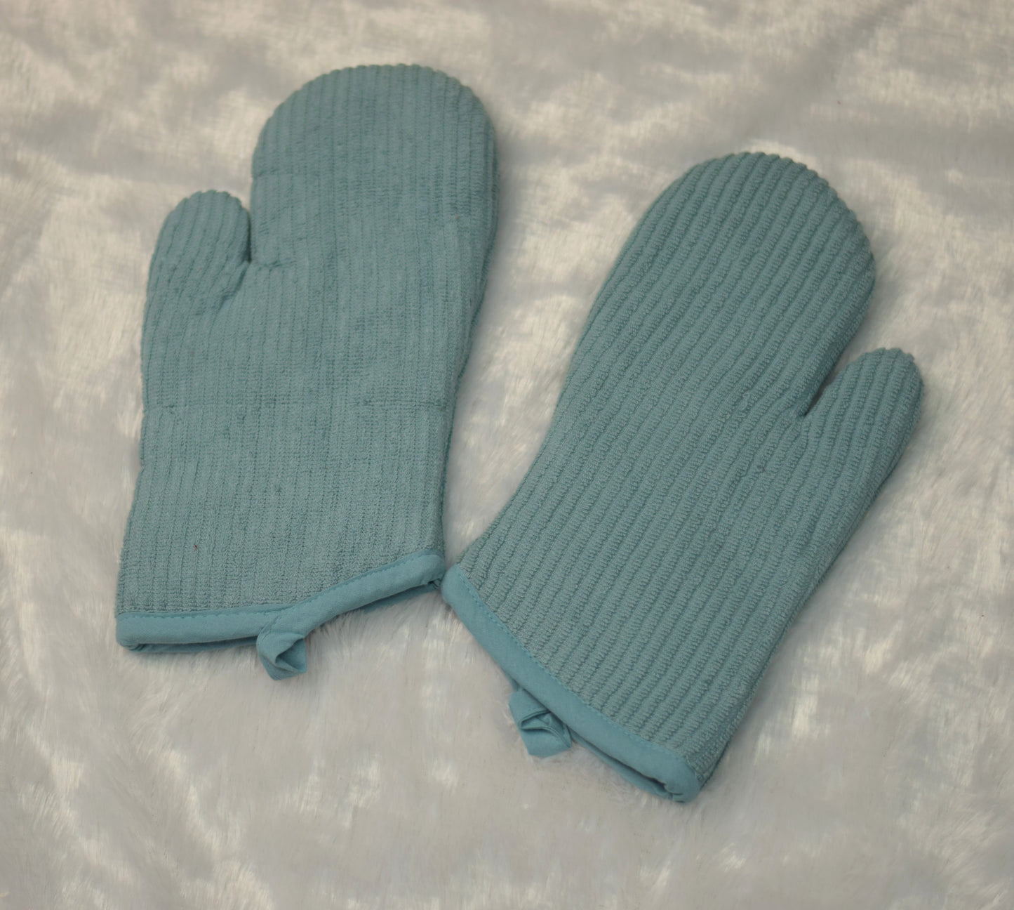 Soft Cotton Heat-Resistant Oven Gloves – Sky Blue (Set of 2)